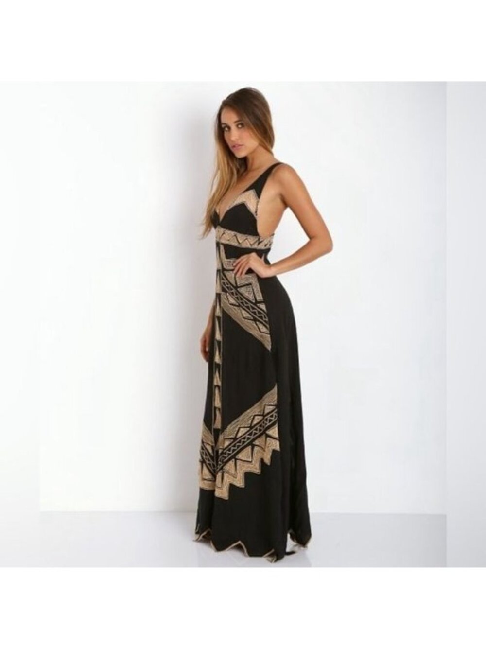RARE VTG NWOT Free People Jen’s Pirate Booty Black Embroidered Maxi Dress | Boho - Picture 14 of 17